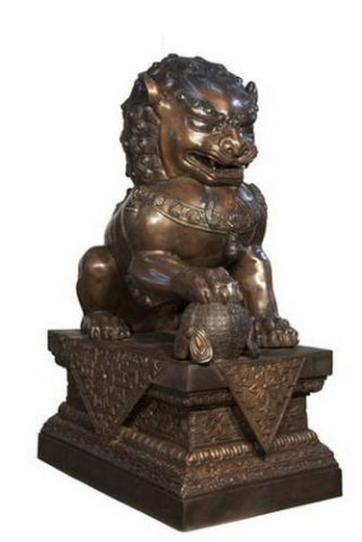 Reproduction Chinese Lion Foo Dog Bronze Right Large Scale Statue